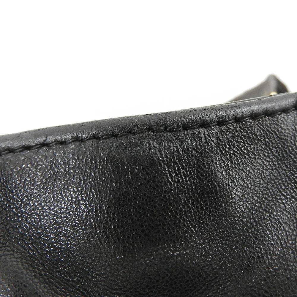 CHANEL Black Lambskin Leather Shoulder Bag